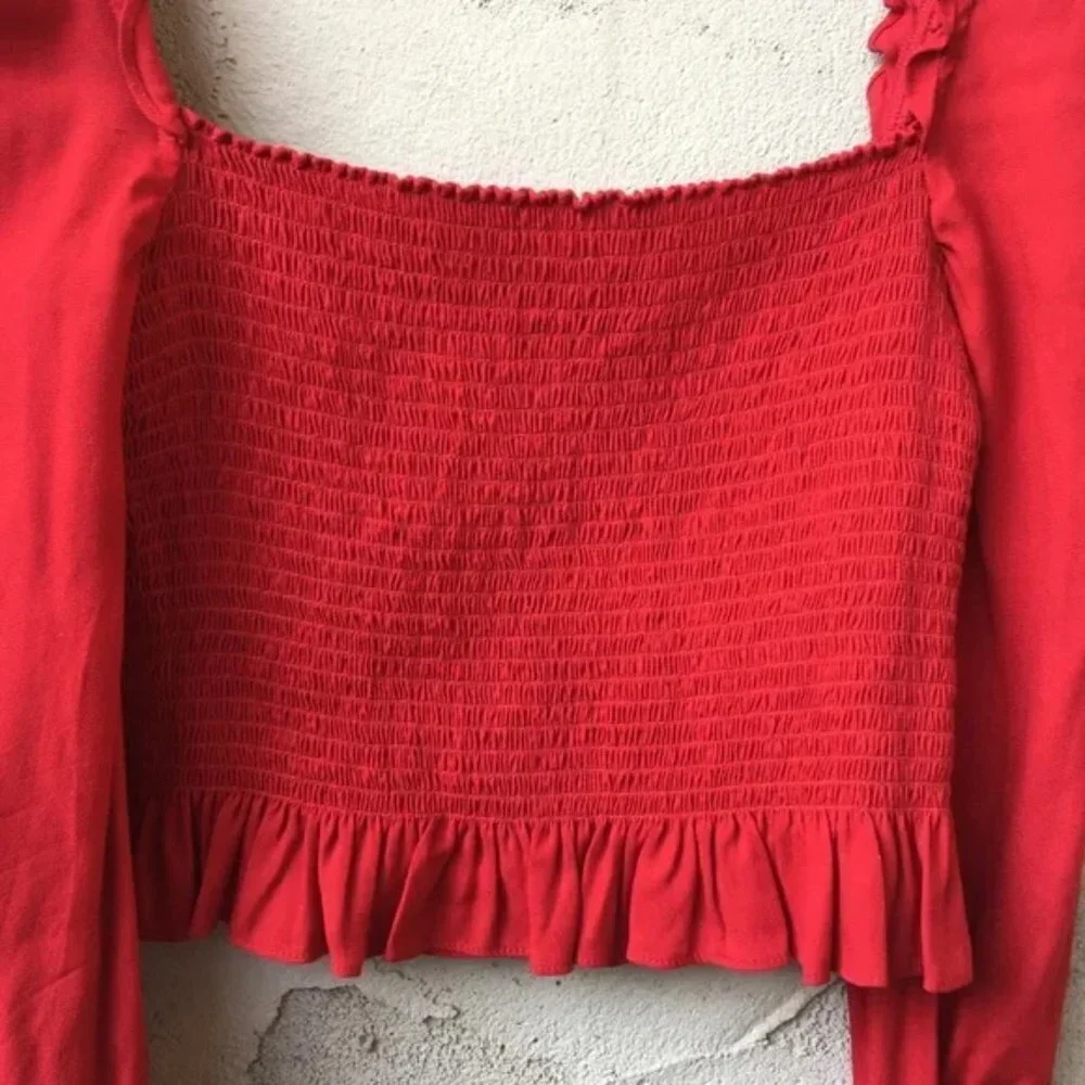 Reformation Francis Top Smocked Blouse Size L